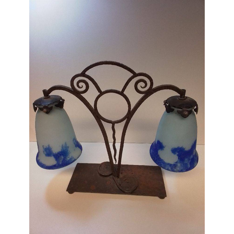 LAMPE A POSER ANCIENNE TULIPES PATE DE VERRE 