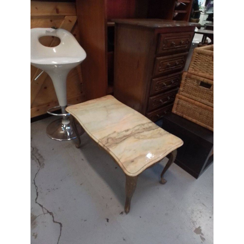 TABLE BASSE MARBRE ET METAL 