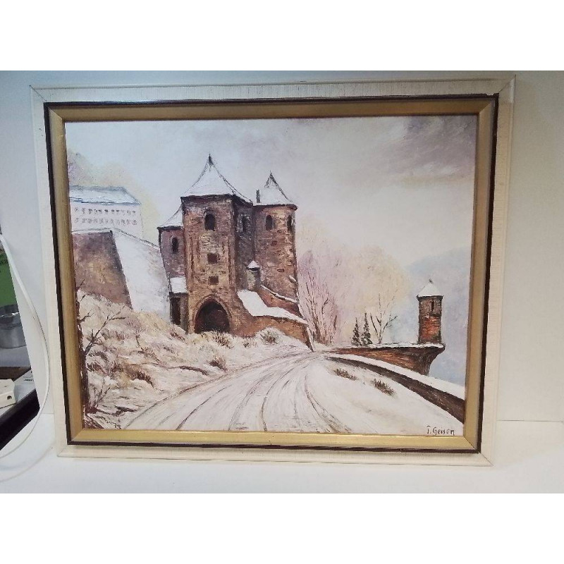 HUILE SUR CARTON GREISEN VUE ENNEIGÉE LUXEMBOURG 