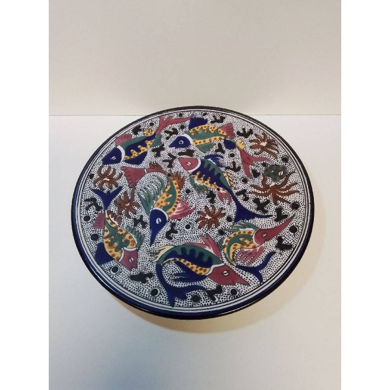 PLAT CÉRAMIQUE PEINTE POISSONS 