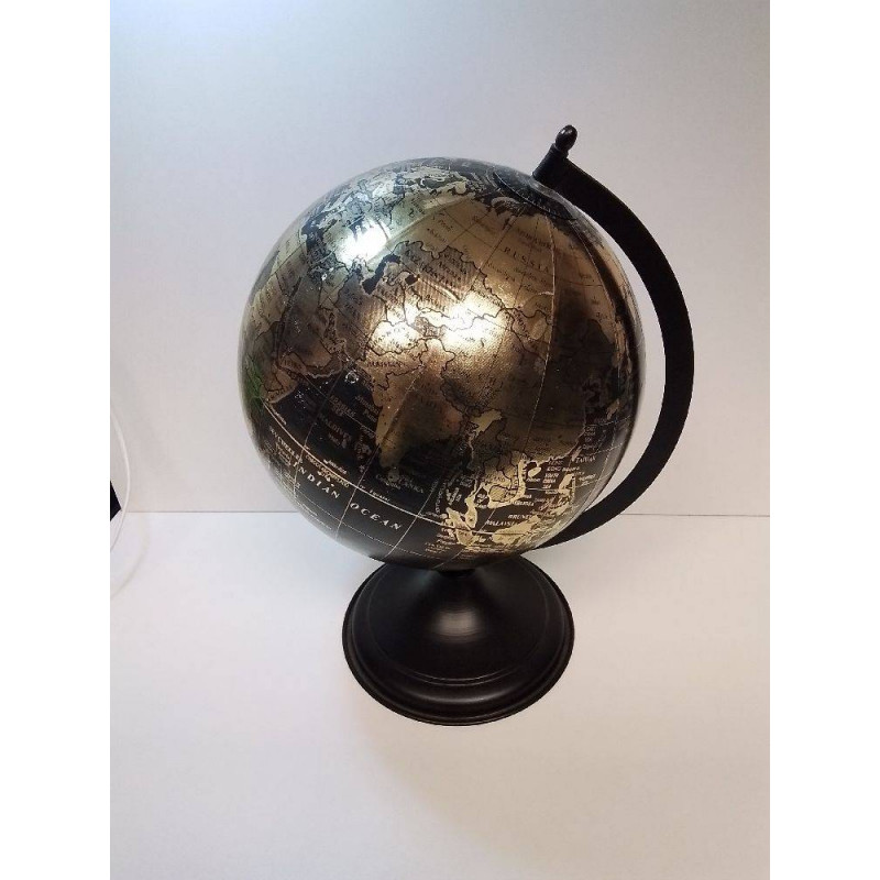 GLOBE TERRESTRE MODERNE NOIR DORÉ 