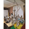 LUSTRE 5 BRANCHES GRIS A PAMPILLES 