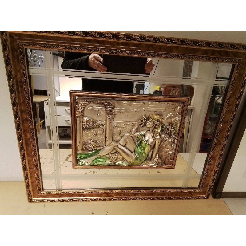 CADRE MIROIR DECOR ARGENTÉ 