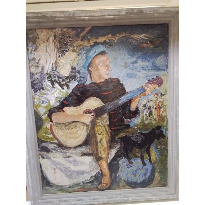 PEINTURE GUITARISTE SIGNEE