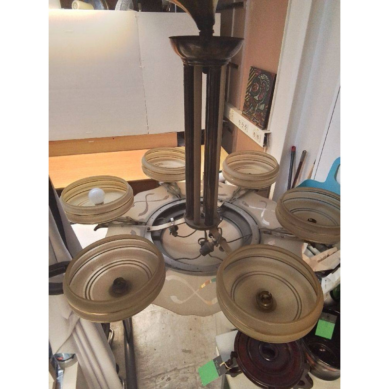 LUSTRE STYLE ART DECO 6 FEUX