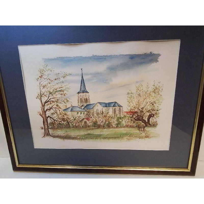AQUARELLE EGLISE FLAMMAND