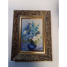 HUILE SUR PANNEAU BOUQUET CADRE DORÉ 