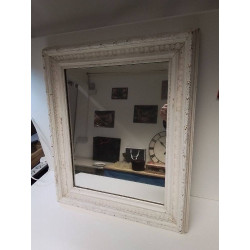 MIROIR BOIS PATINE BLANC