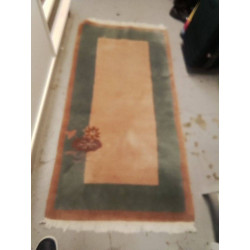 TAPIS LAINE BRUN VERT 75X145