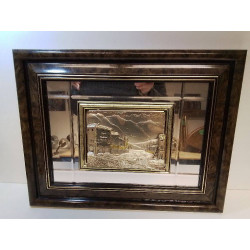 CADRE MIROIR DECOR ARGENTÉ 