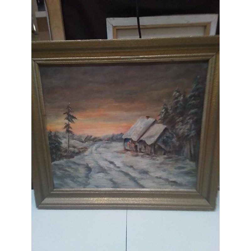 HUILE SUR SIGNÉE ALBERT FOETZ SCENE DE NEIGE 