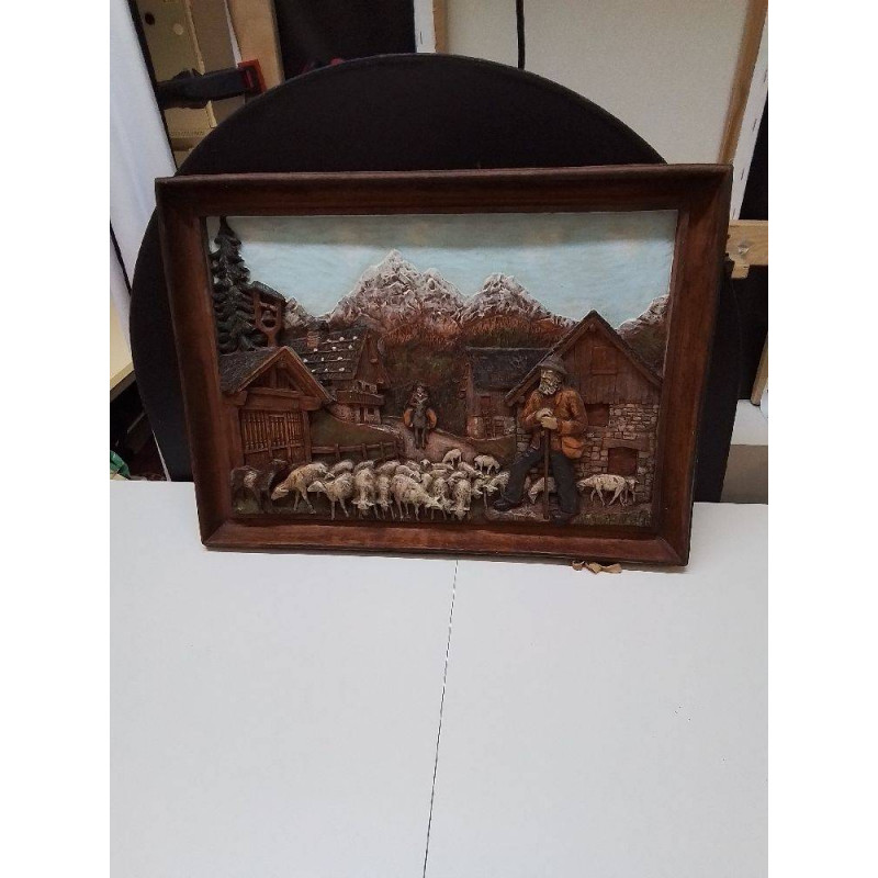 CADRE PAYSAGE DE MONTAGNE EN RELIEF