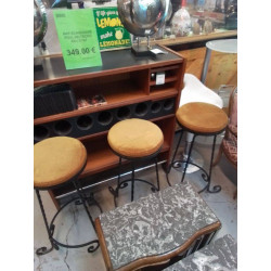 TABOURET FER FORGÉ TISSUS MOUTARDE LA PIECE 