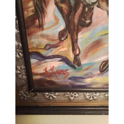 HUILE SUR TOILE CHEVALIER SIGNÉE 