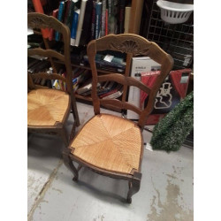 LOT DE 6 CHAISES BOIS SCULPTÉ 