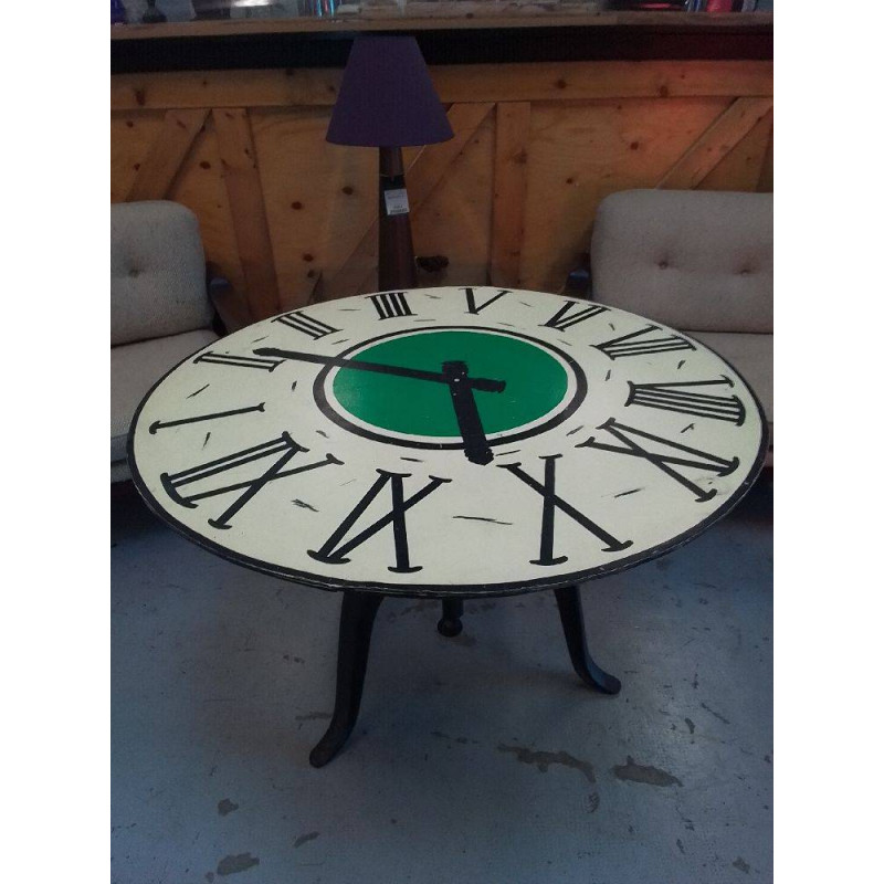 TABLE METAL RÉGLABLE EN HAUTEUR MOTIF HORLOGE
