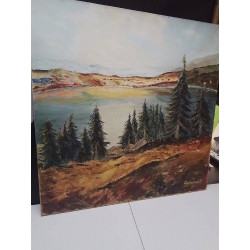 HUILE SUR TOILE SAPINS EN...