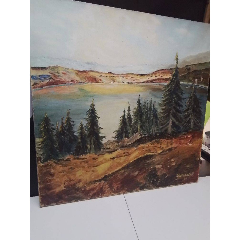 HUILE SUR TOILE SAPINS EN L’ETAT SIGNEE WAMPACH M.