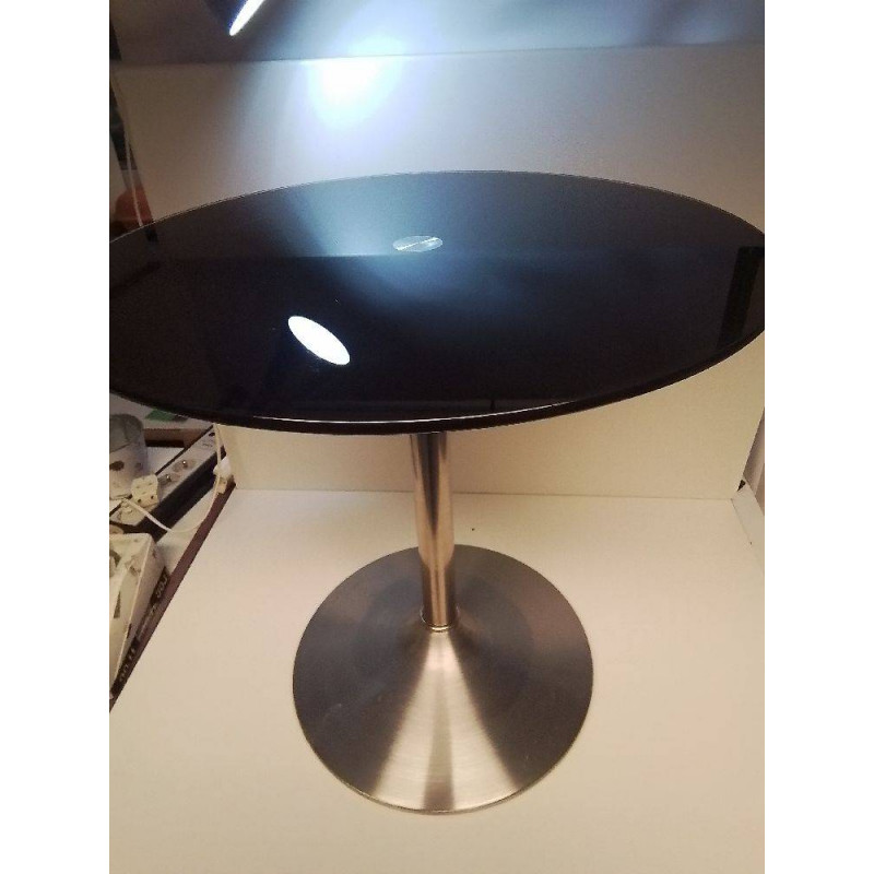 BOUT DE CANAPÉ METAL VERRE NOIR