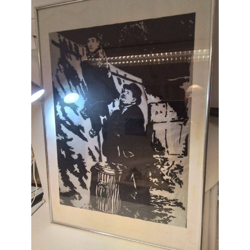 PEINTURE SUR SOIE LAUREL ET HARDY 