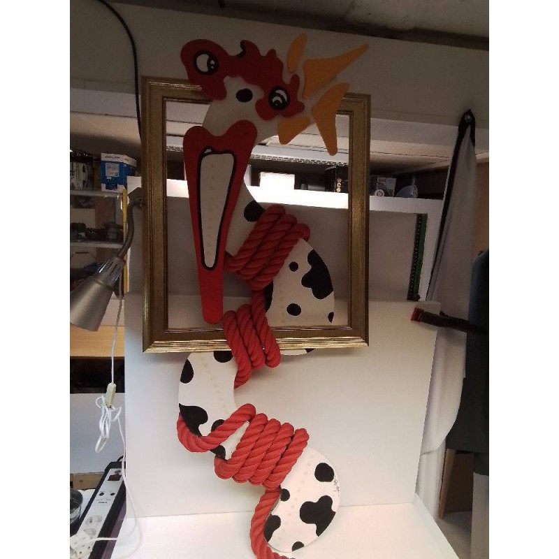 SCULPTURE FRANCK ECALARD VACHE ET SERPENT AVEC CERTIFICAT 