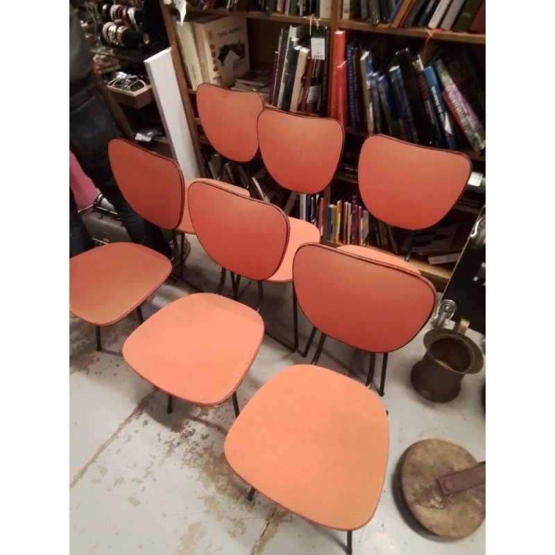 LOT 6 CHAISES ORANGE VINTAGE