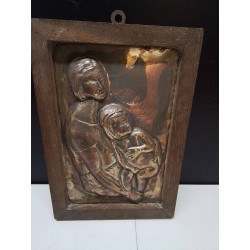 CADRE BOIS ET MÉTAL ARGENTÉ 