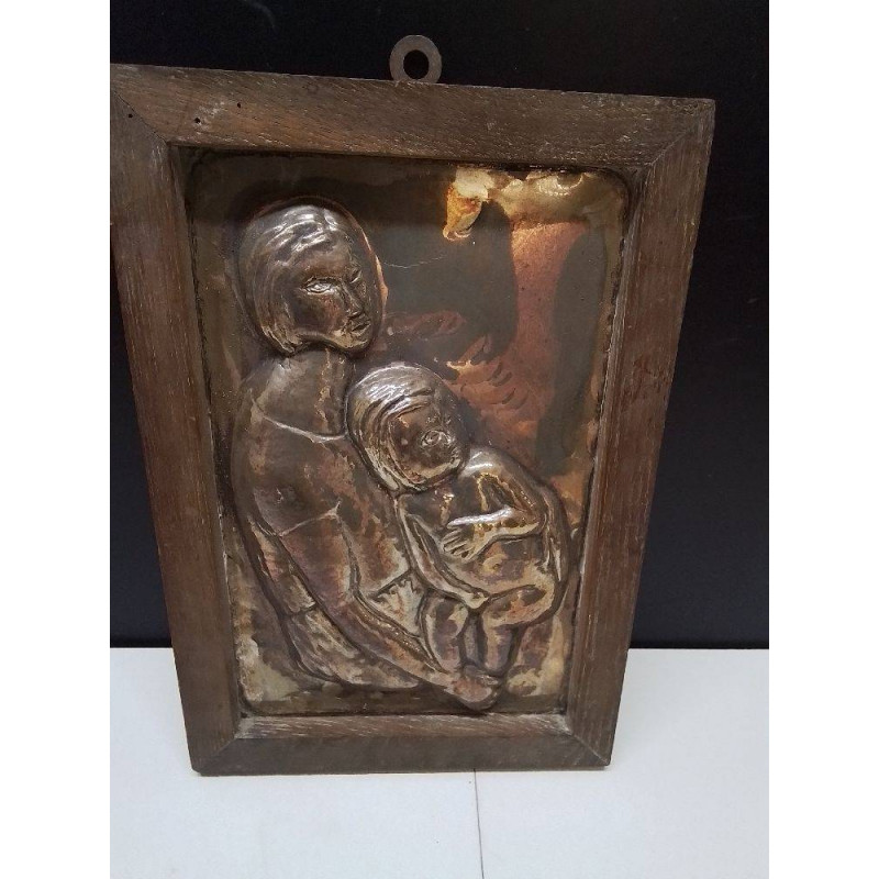 CADRE BOIS ET MÉTAL ARGENTÉ 