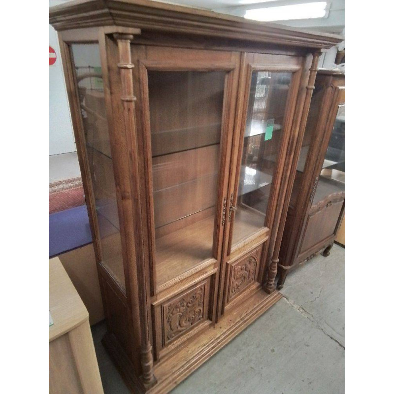VITRINE CHENE 2 PORTES STYLE HENRI II