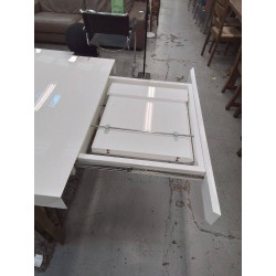 TABLE INTERDESIGN LAQUÉ BLANC PIED LAITON + ALLONGES *