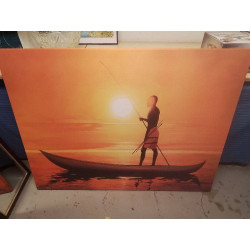 TOILE MODERNE PIROGUE ORANGE