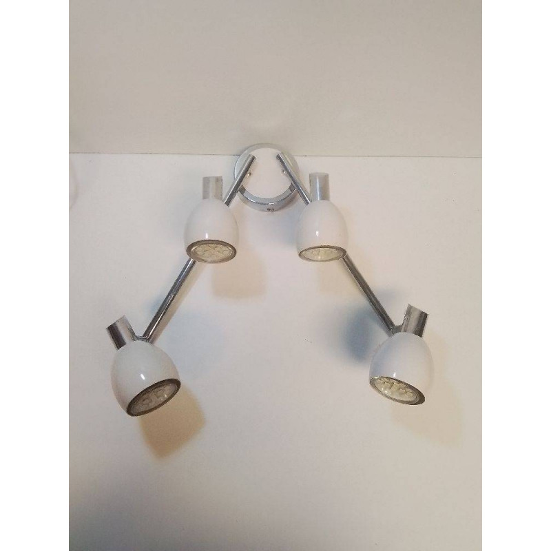 PLAFONNIER 4 FEUX BLANC MÉTAL + ATTACHE