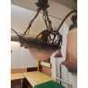 LUSTRE FER FORGE PATE DE VERRE