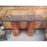 CONSOLE GRANIT PIEDS BOIS EXOTIQUE