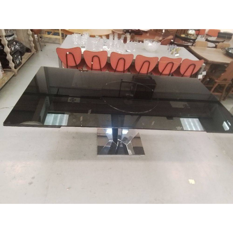 TABLE NAOS VERRE FUMÉ + ALLONGES