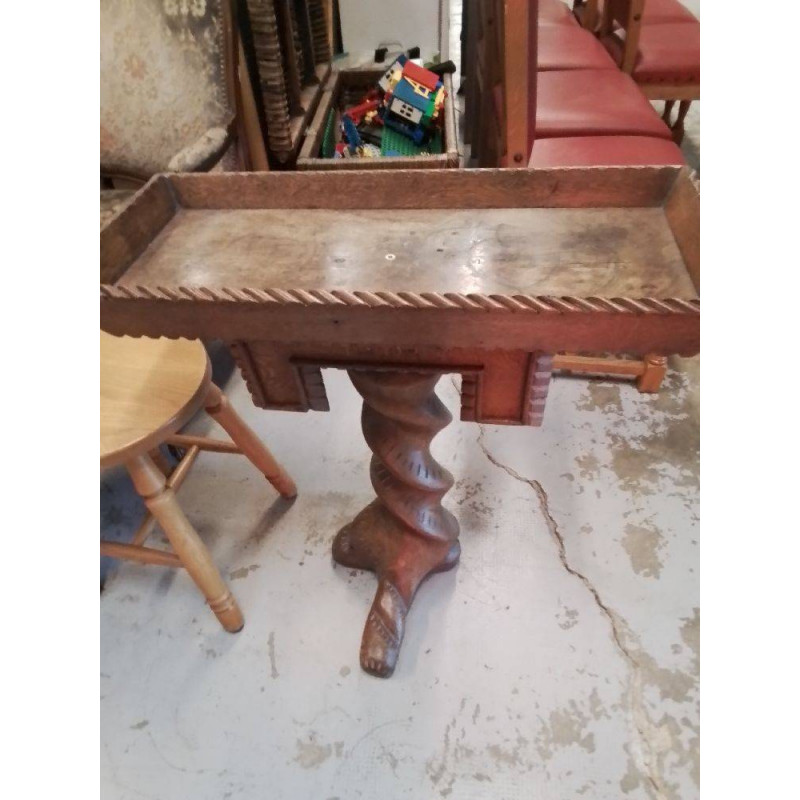 CONSOLE ANCIENNE BOIS MASSIF SCULPTÉ 