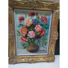 HUILE SUR TOILE BOUQUET CADRE DORÉ 