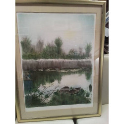 LITHOGRAPHIE VUE RIVIÈRE 