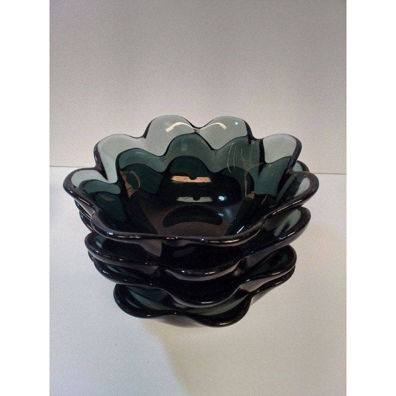 LOT DE COUPES VERRE FUMÉ 