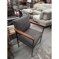FAUTEUIL VINTAGE TISSU GRIS