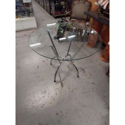 TABLE RONDE METAL ET VERRE...