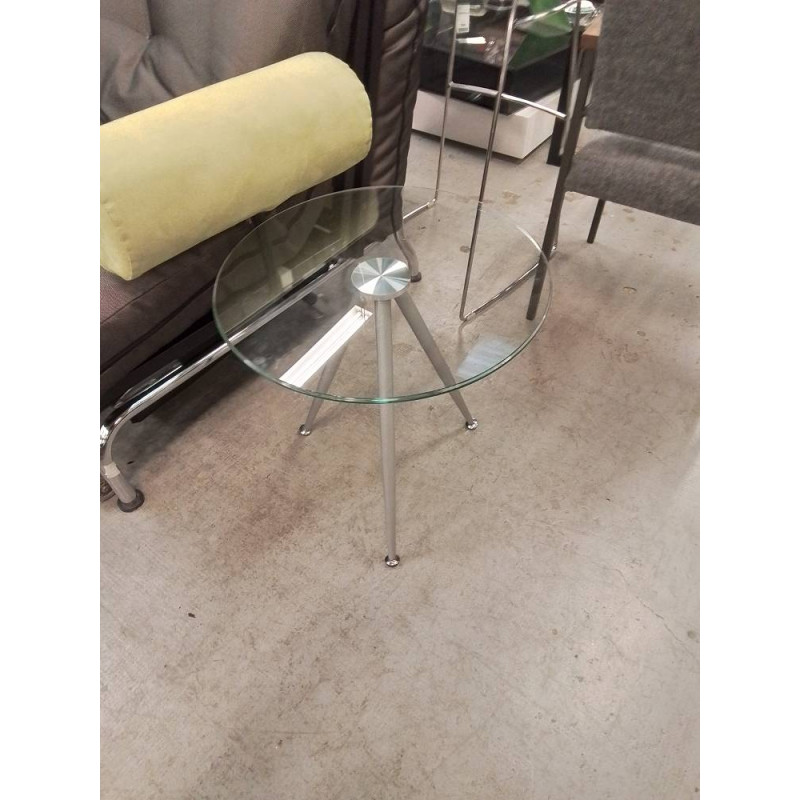 BOUT DE CANAPE ROND METAL ET VERRE 