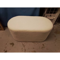 POUF OVALE TISSU BLANC