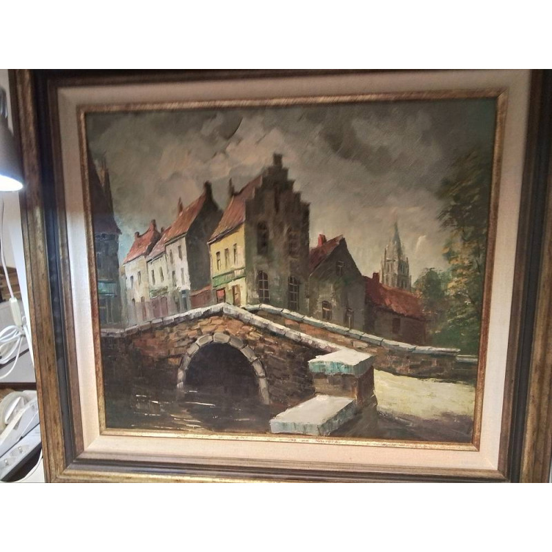 HUILE SUR TOILE PONT SANS SIGNATURE