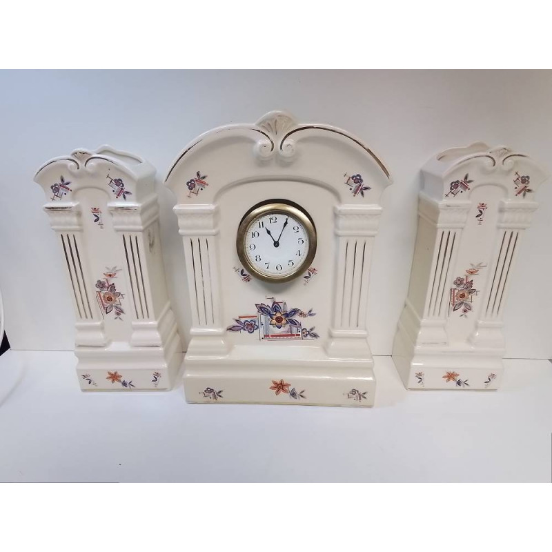 GARNITURE DE CHEMINÉE VILLEROY ET BOCH SEPTFONTAINES A RESTAURER 