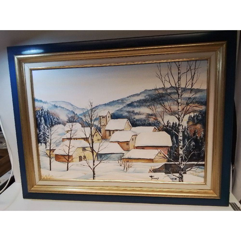 HUILE SUR TOILE FELDER VILLAGE ENNEIGÉ 