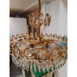 SUSPENSION CRISTAL ET LAITON DORÉ ANNÉES 1970