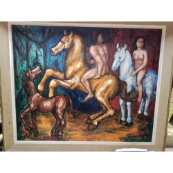 HUILE SUR TOILE CHEVAUCHÉE...