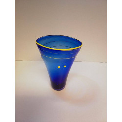 VASE EN VERRE BLEU VINTAGE 