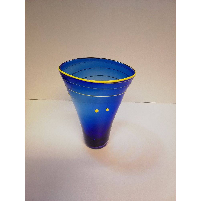 VASE EN VERRE BLEU VINTAGE 